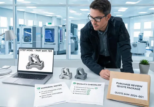 Engineer preparing additive manufacturing quote package